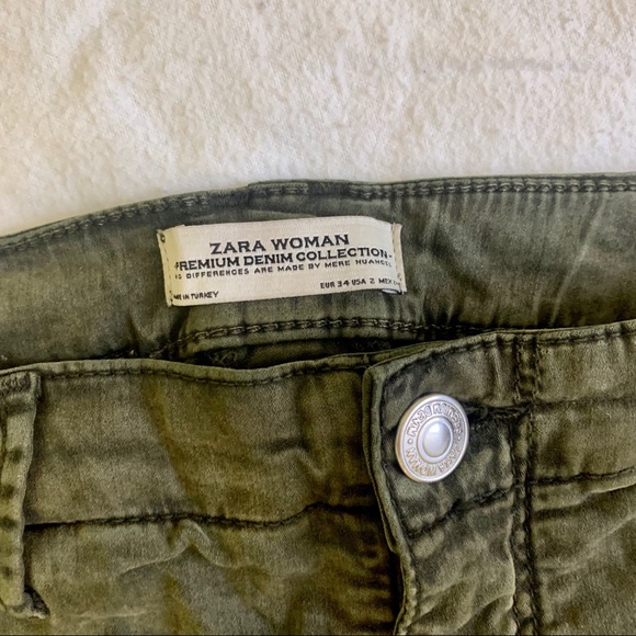 ZARA PREMIUM DENIM GREEN UTILITY PANT - Picture 4 of 5